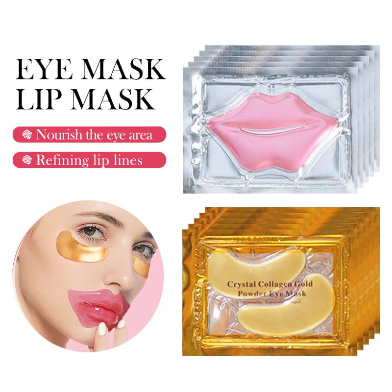 Collagen Under Eye Patches - 10/20 個ゴールデンクリスタルコラーゲンアイマスク抗ダークサークルアンチエイジング保湿ピンクリップマスク目唇トラベルサイズスキンケア