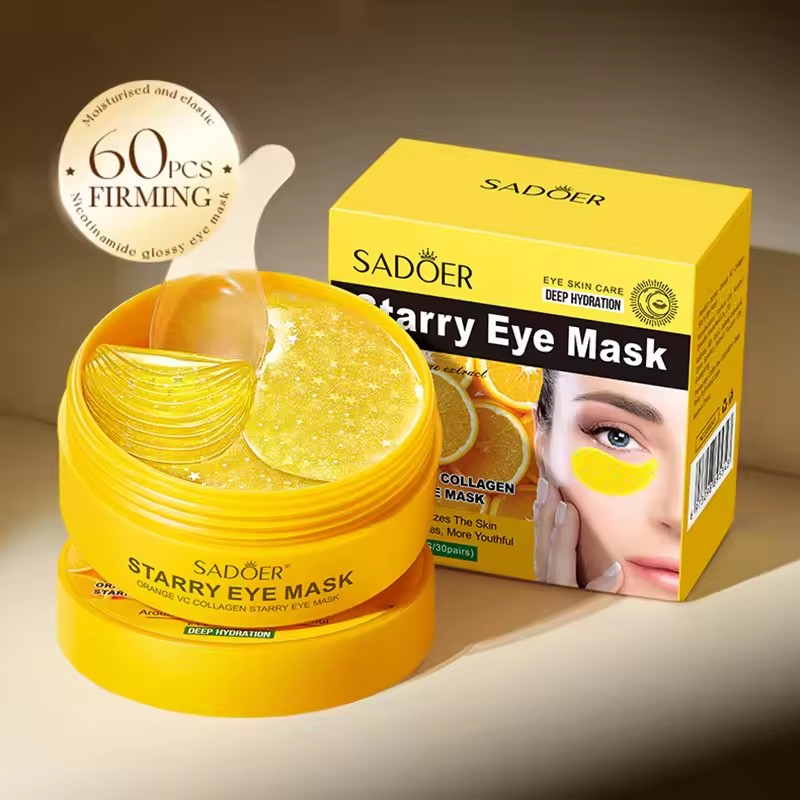 Collagen Under Eye Patches - SADOER ビタミンCクリスタルコラーゲンアイマスク 60枚入り 目元用 くま・くすみ・シワ・老化対策 保湿アイパッチ