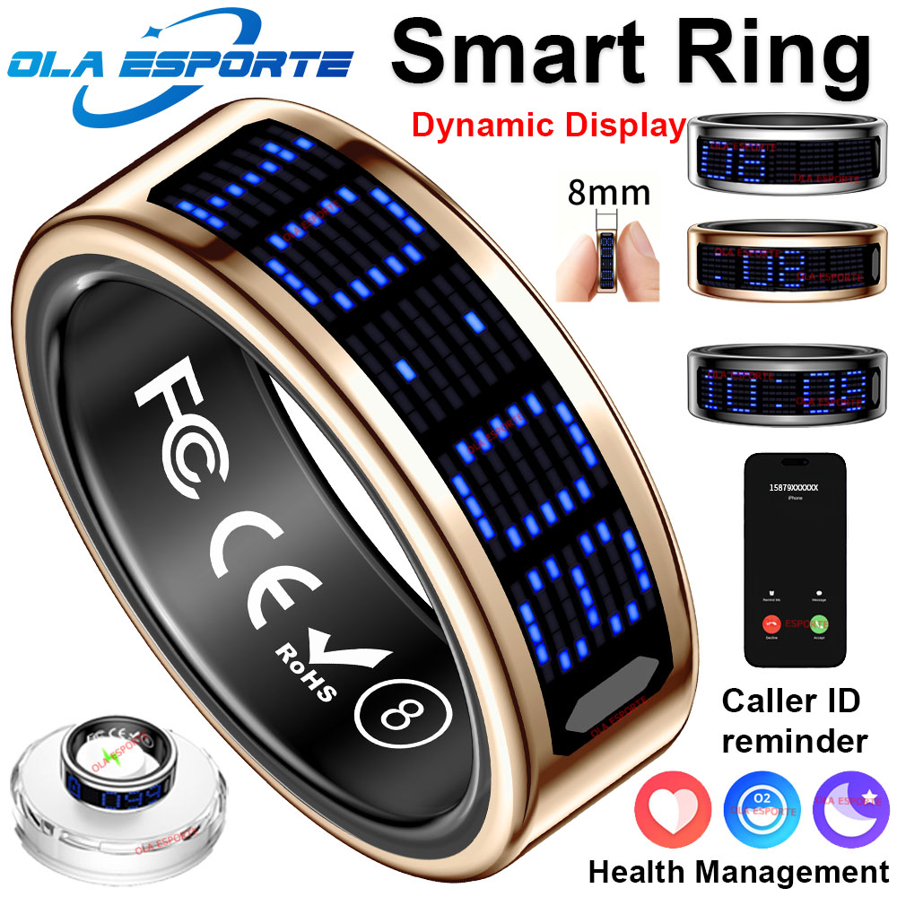 Health Monitors - 新型超薄軽量スマートリング 多機能ディスプレイ 心拍数 健康管理 発信者ID通知 モーション検知