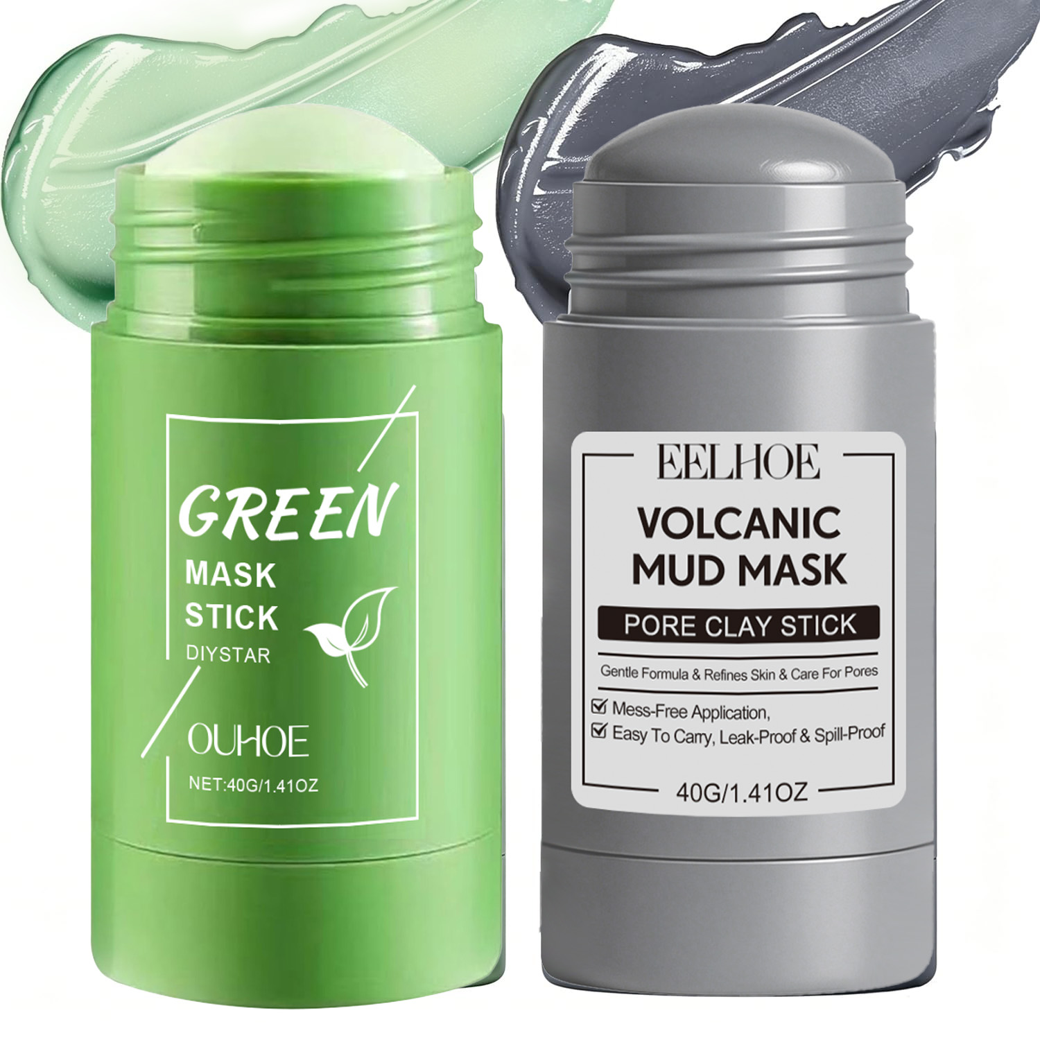 Green Tea Cleansing Clay Mask - アラスカ火山＆グリーンティー ディープポア クレンジングマスクスティック 黒ずみ除去＆オイルコントロール 角質除去クレイマスク 全肌質対応
