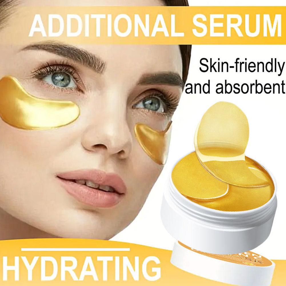 Collagen Under Eye Patches - コラーゲンビタミンアイマスク 60枚入り（追加美容液付き）- 肌に優しく素早く吸収、深層保湿ケア、80gジャー