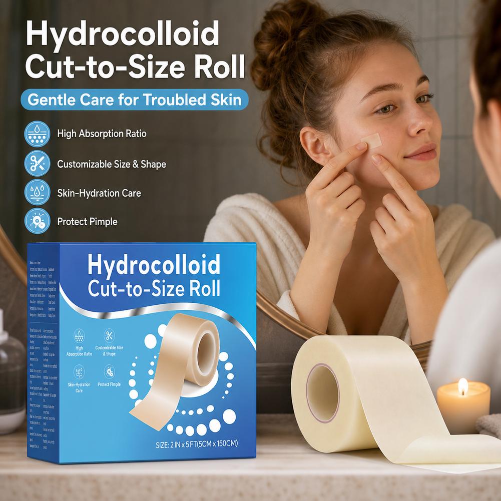Hydrocolloid Pimple Patch - ハイドロコロイドニキビパッチロール 5cm*1.5m 任意の形にカット可能 強力な滲出液吸収 防水性 肌に優しい