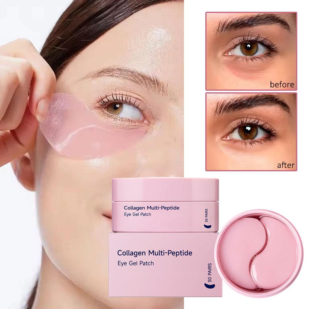 Collagen Under Eye Patches - コラーゲンマルチペプチドアイパッチ、むくみ、くま、しわ対策、明るく潤う目元用マスク 30ペア