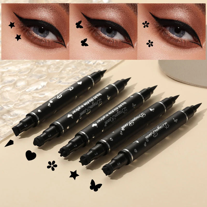Waterproof Liquid Eyeliner Pen - バタフライアイライナーペン,スター,ムーン,スタンプ,長持ち,防水,リキッドアイライナー,化粧品,2 in 1