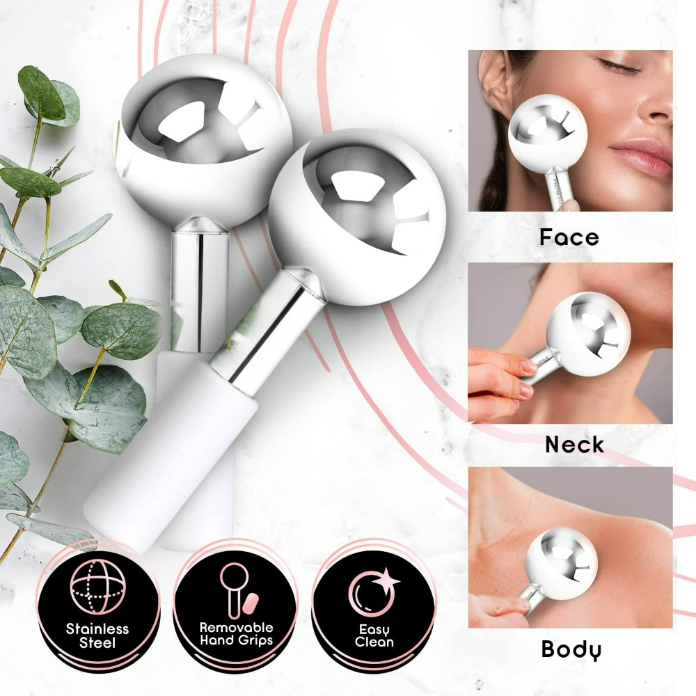 Face Ice Roller Puffiness - クライオフェイスマッサージャーアイスグローブ壊れないスチール冷却ローラーむくみクマスキンケアツール