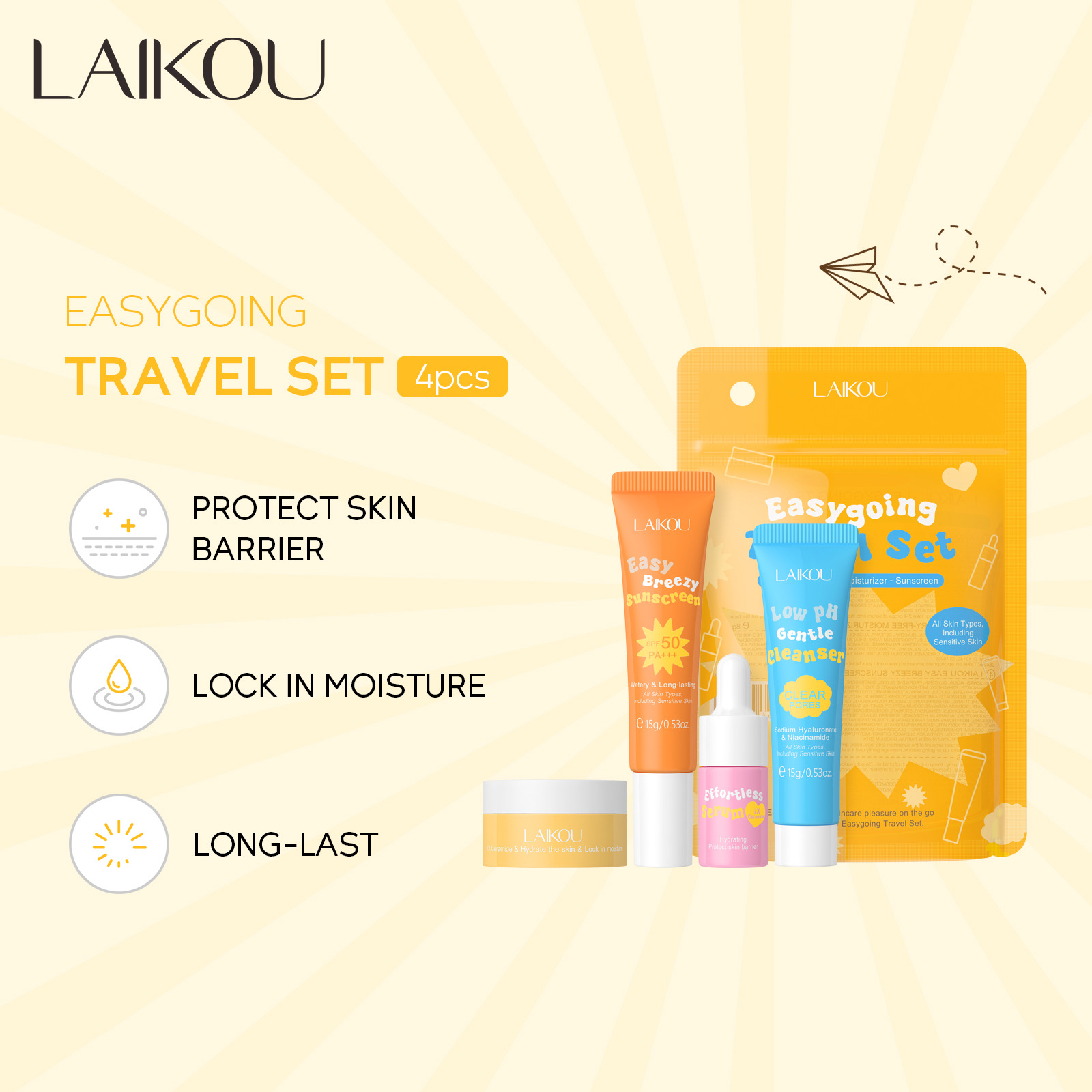 Laikou-旅行用セラミックセラム,穏やかな低pHクレンザ - Hyaluronic Acid Facial Serum のレビューと価格