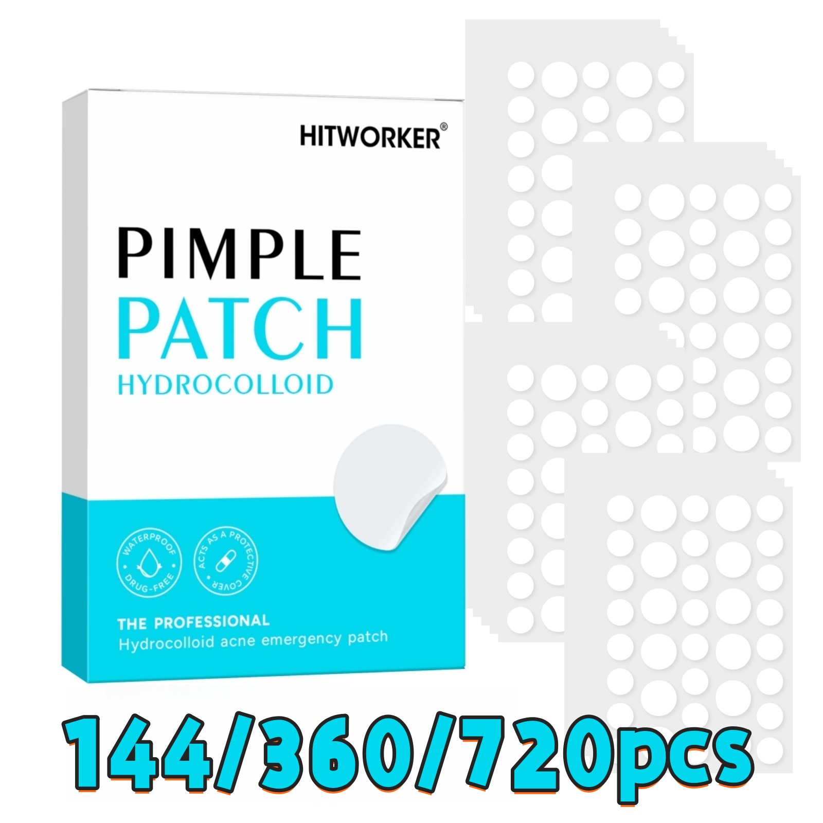 144/360/720枚入り ハイドロコロイドニキビパッチ  - Hydrocolloid Pimple Patch のレビューと価格