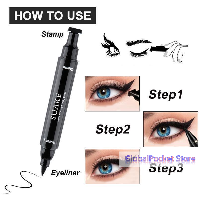 [TG823]2本セット ブラックアイライナー 両端にチップ - Waterproof Liquid Eyeliner Pen のレビューと価格