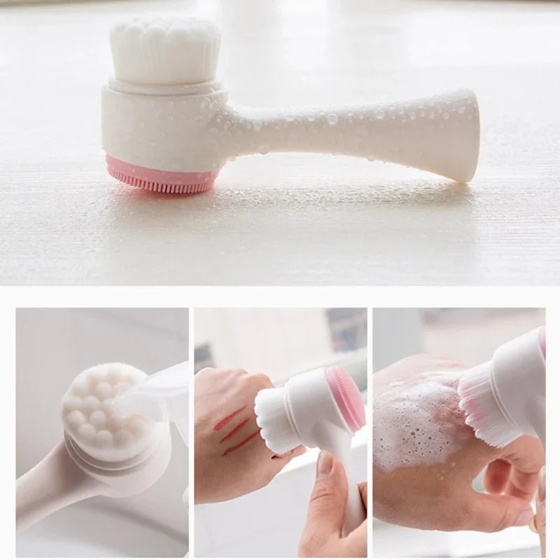 3D 両面手動洗顔ブラシソフトシリコン毛深い毛穴洗浄角質除去 - Silicone Face Scrubber Electric のレビューと価格