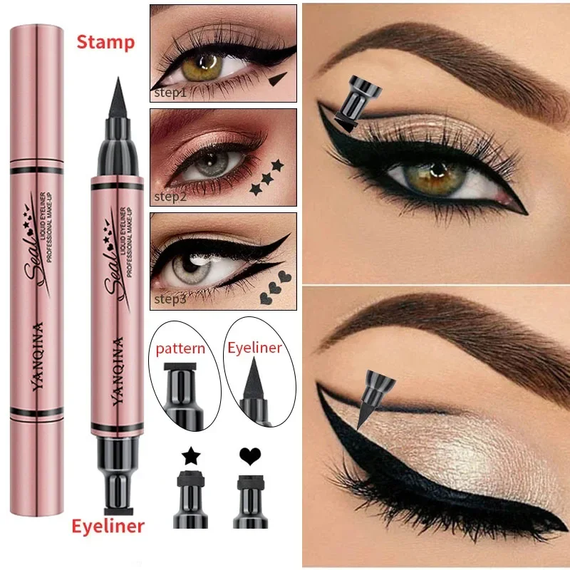 アイライナースタンプシールペン長持ち防水速乾性ダブルエンドア - Waterproof Liquid Eyeliner Pen のレビューと価格